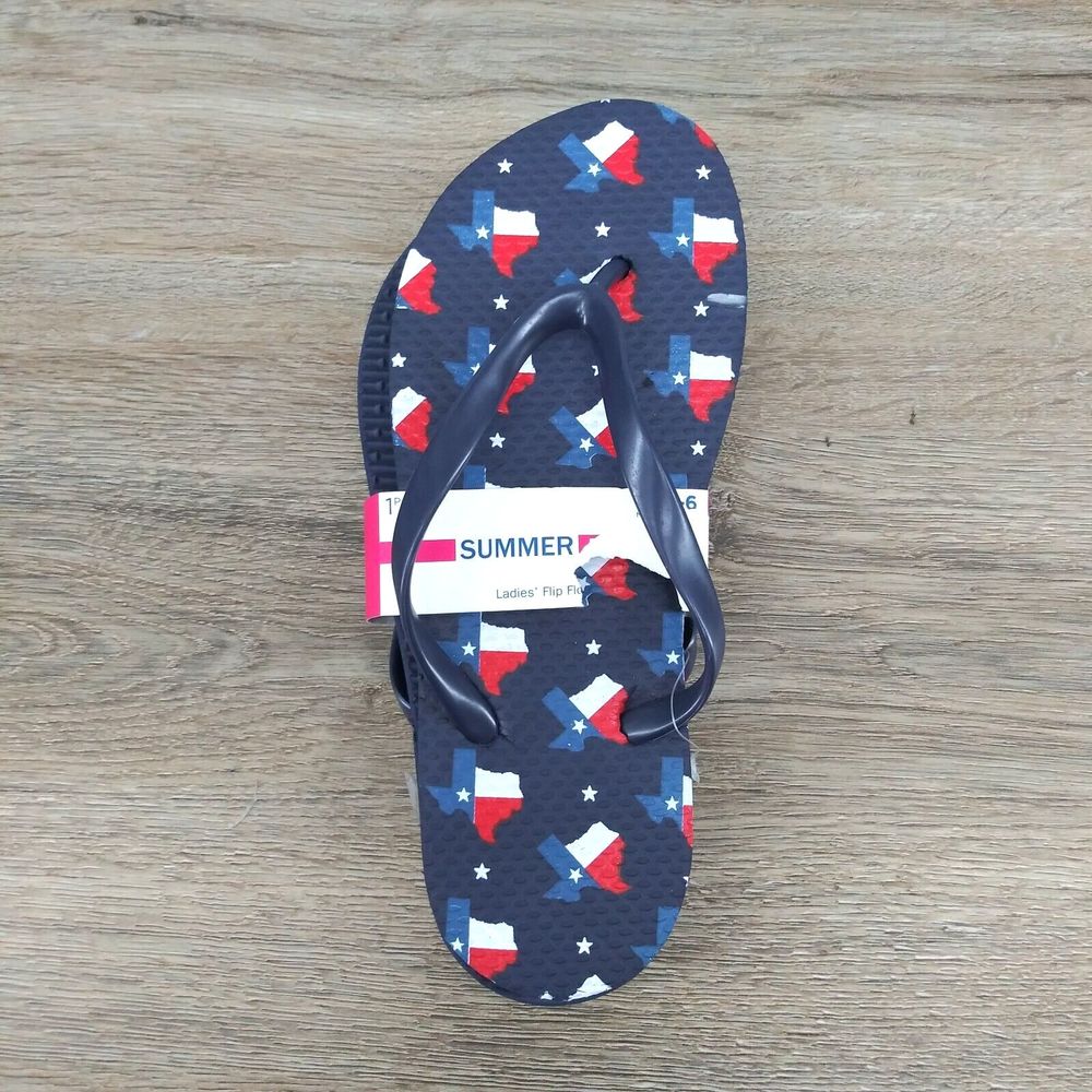 Flip-Flops Ladies Blue Texas State Theme Size 5-6